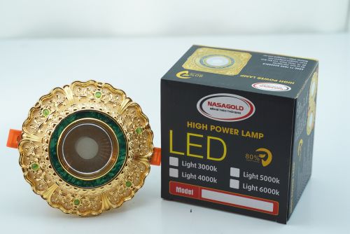 Mẫu đèn led âm trần tân cổ điển Nasagold đinh đá  mạ vàng