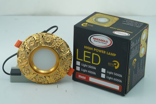 Mẫu đèn led âm trần tân cổ điển Nasagold lá lúa 