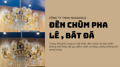 Mẫu đèn chùm pha lê, bát đá