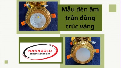 Mẫu đèn led âm trần tân cổ điển Nasagold đồng trúc vàng